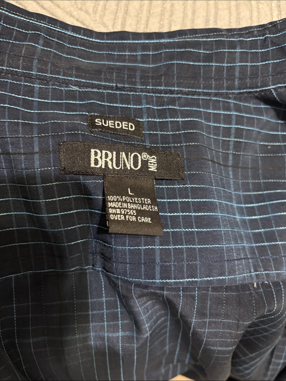 BRUNO Men's Navy Blue Plaid Button-Up Shirt